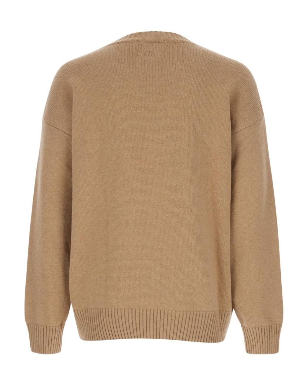 MSGM Brown Logo Patch Crewneck Knitted Jumper for men