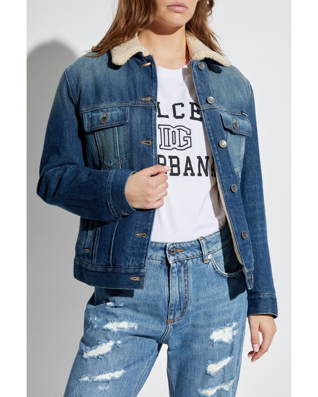 Dolce & Gabbana Blue Logo Plaque Denim Jacket