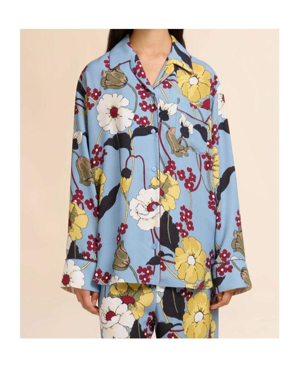 Marni Blue Floral Print Long-Sleeve Shirt
