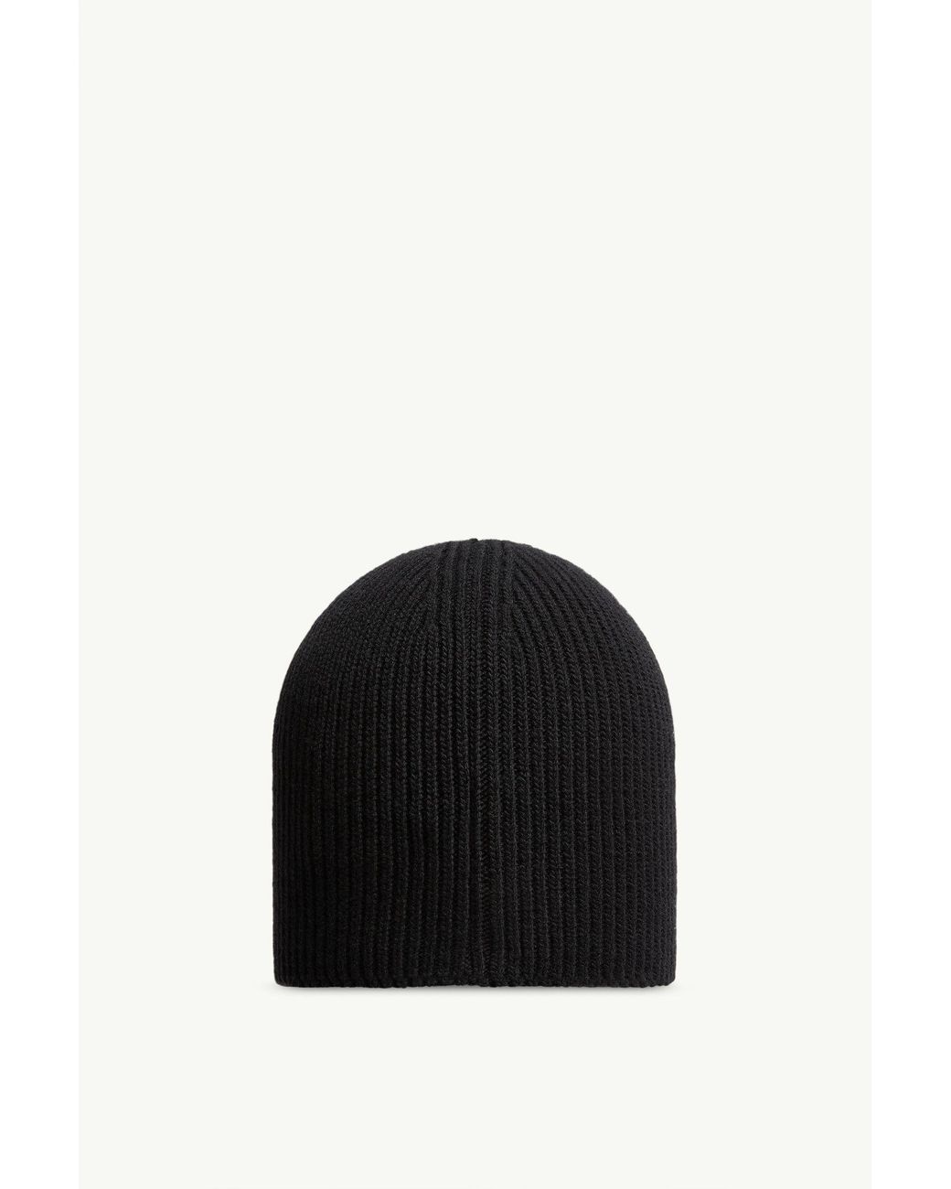 Moncler Black Logo Patch Ribbed Beanie for men