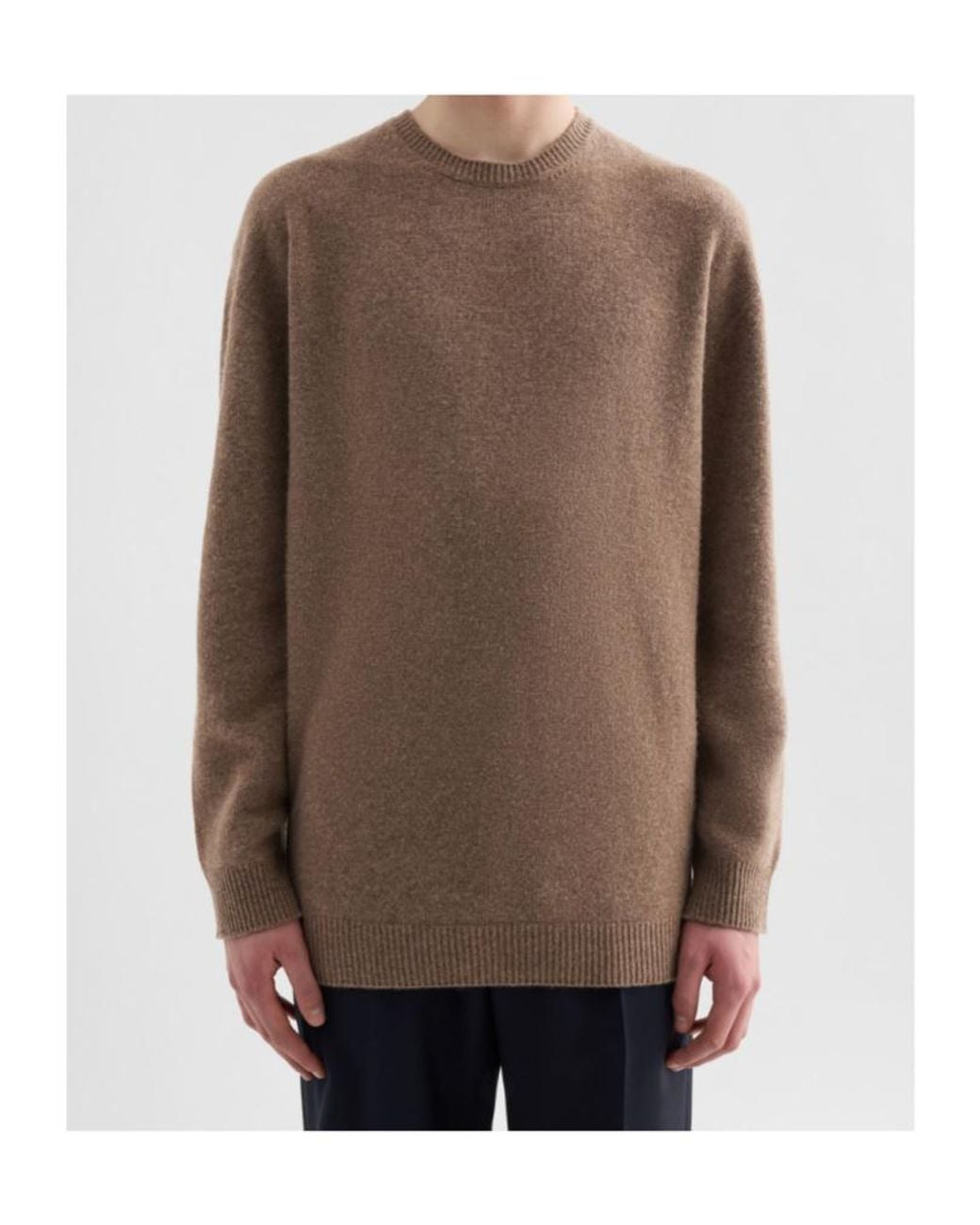 Jil Sander Brown Oversized Crew Neck Knitted Sweater for men