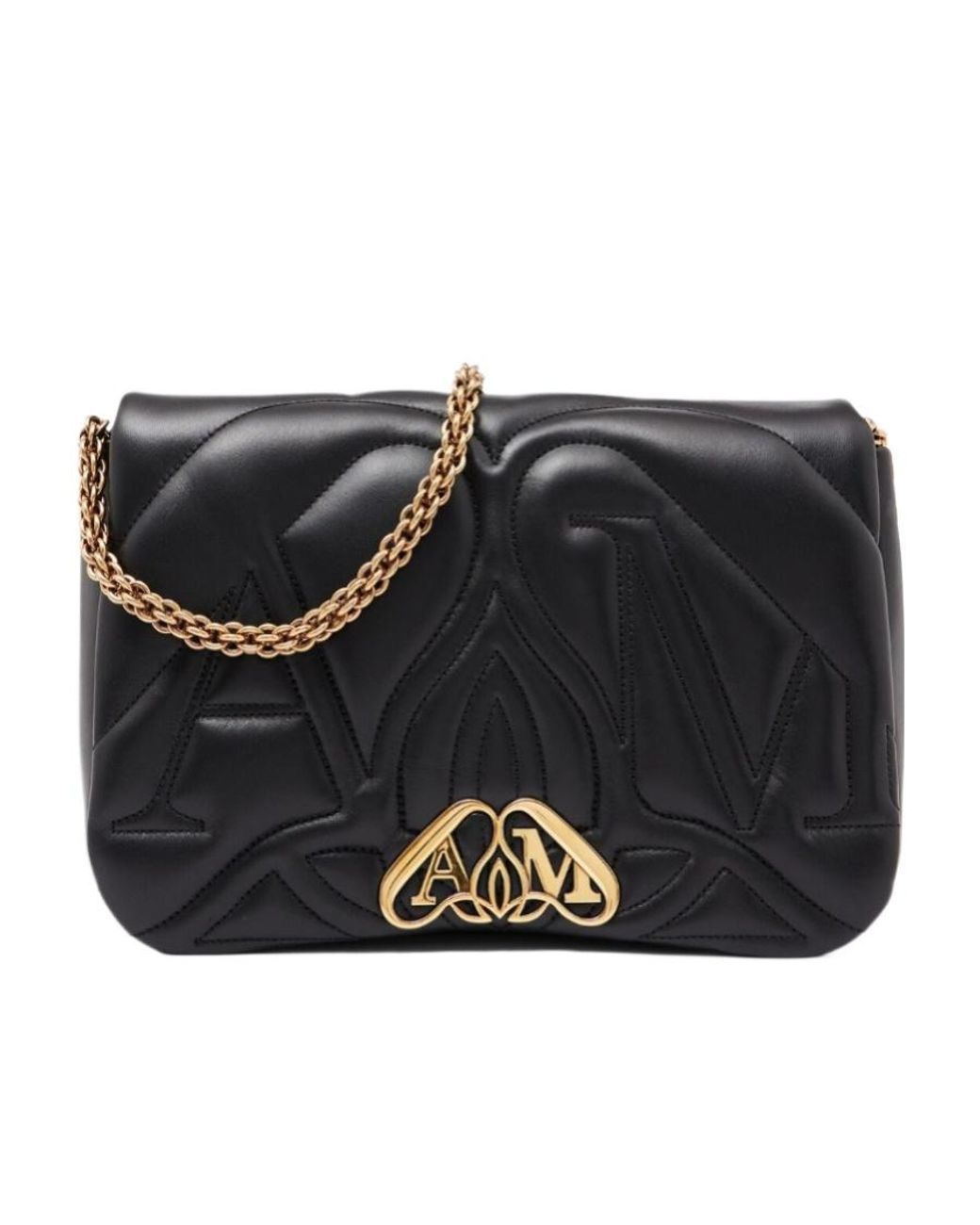 McQueen Black The Seal Chain-Linked Shoulder Bag
