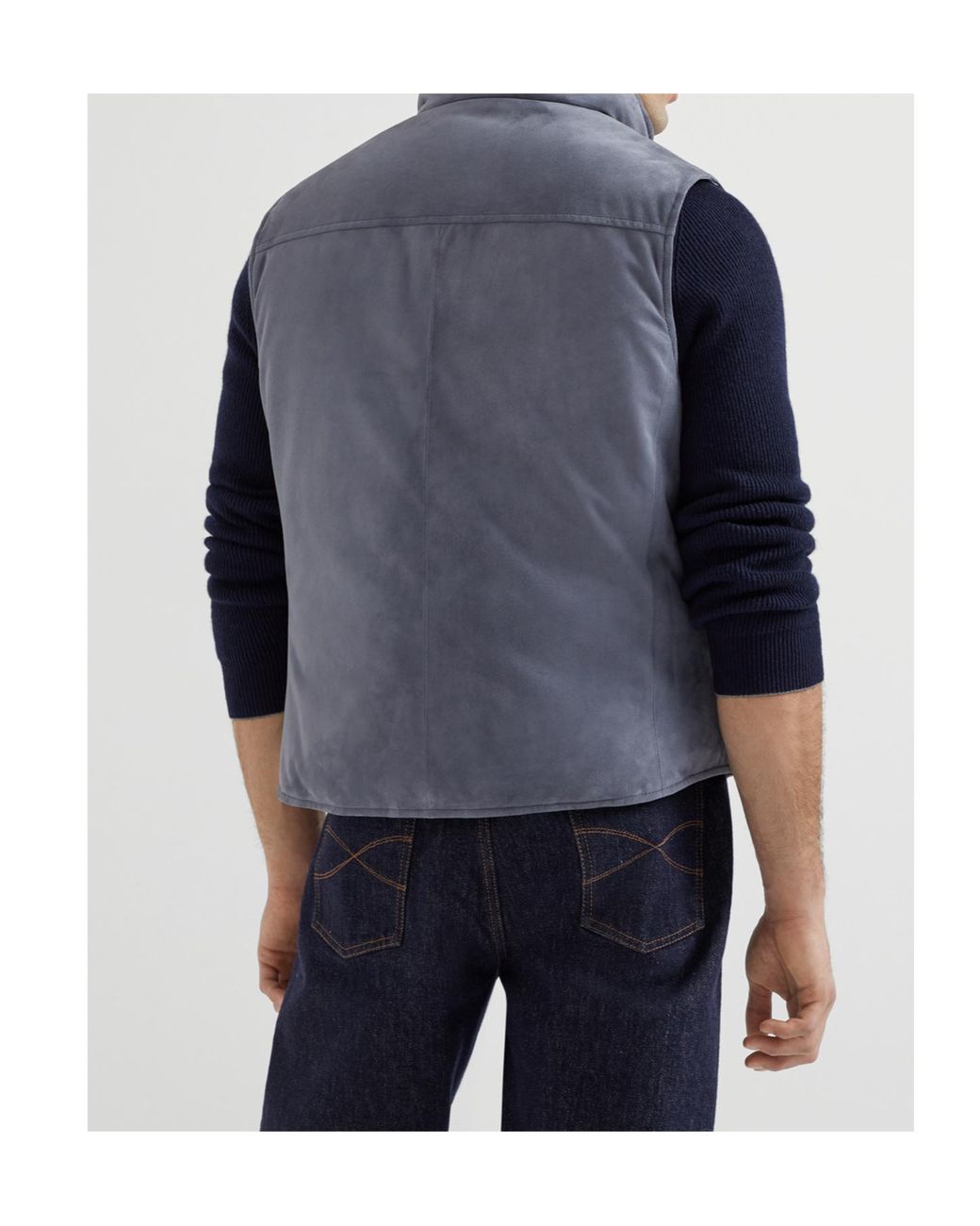 Brunello Cucinelli Blue Buttoned Sleeveless Gilet for men