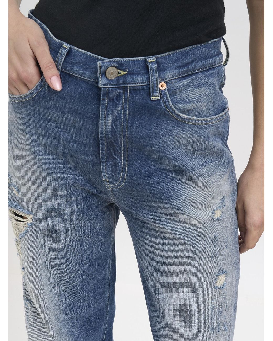 Dondup Blue Distressed Ripped Jeans