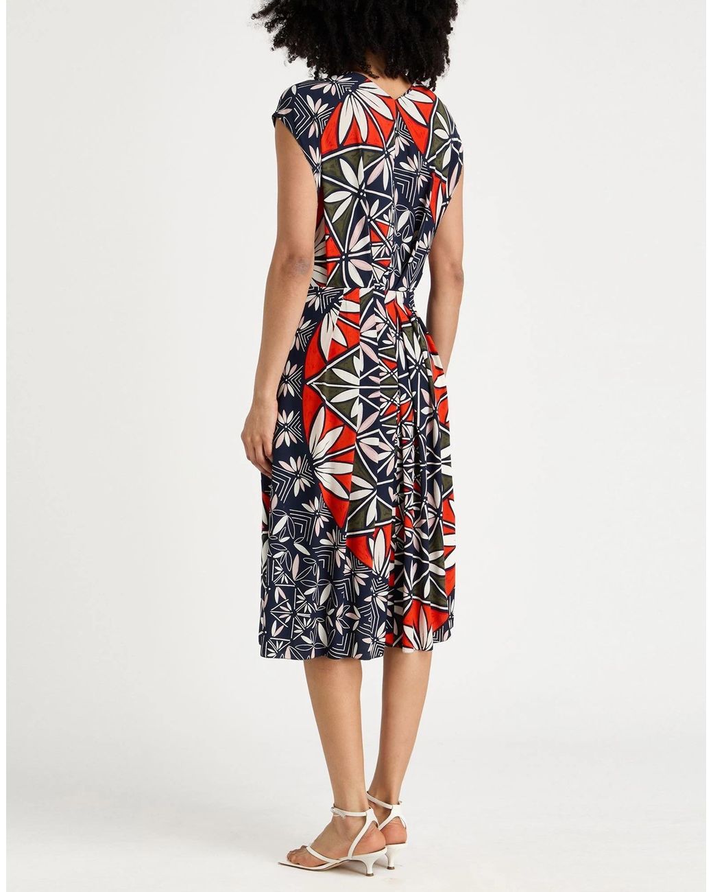 Tory Burch Blue V-Neck Floral Wrap Dress