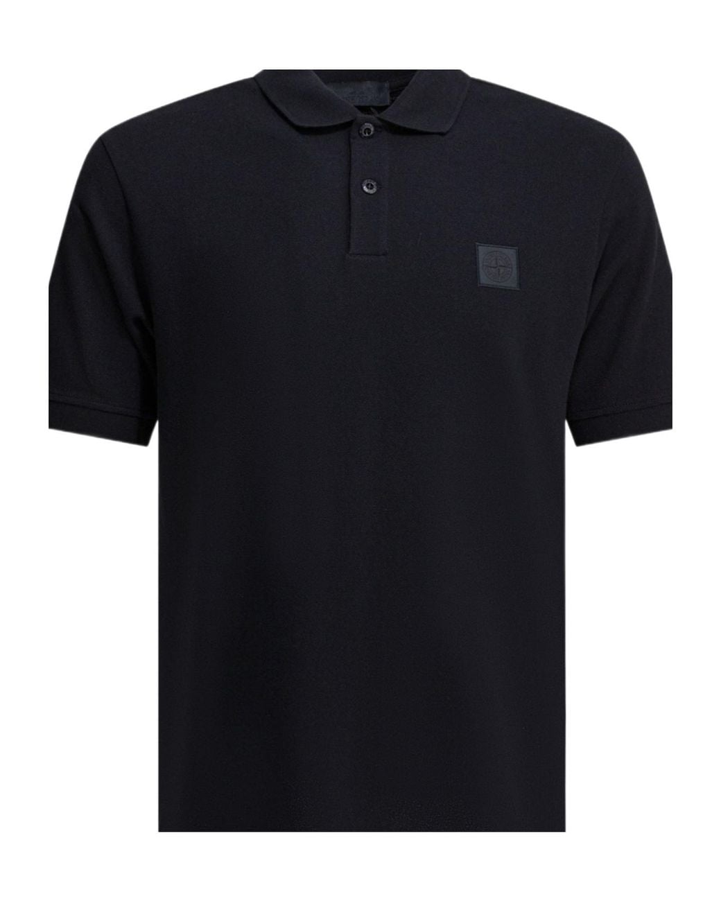 Stone Island Black Logo Patch Short Sleeved Polo Shirt for men