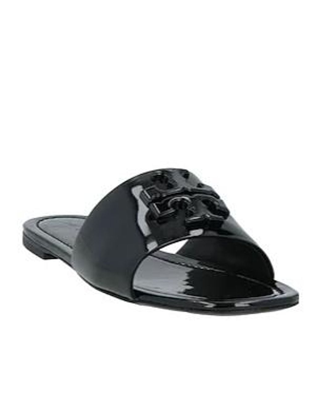 Tory Burch Black Minimal Patent Leather Slides