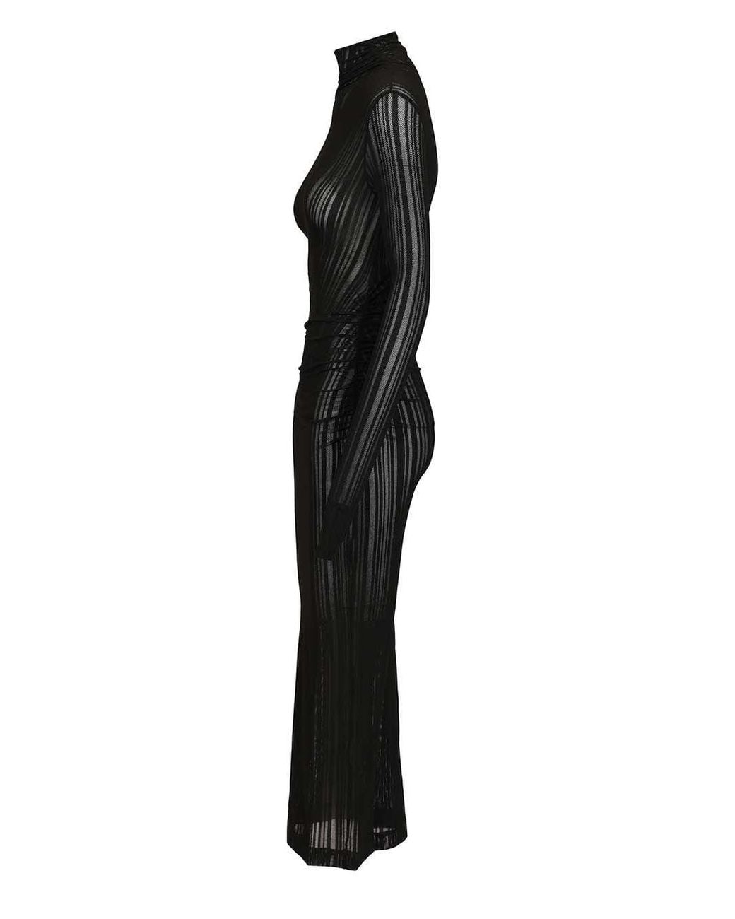 Amazuìn Black Olga Ribbed Long Dress