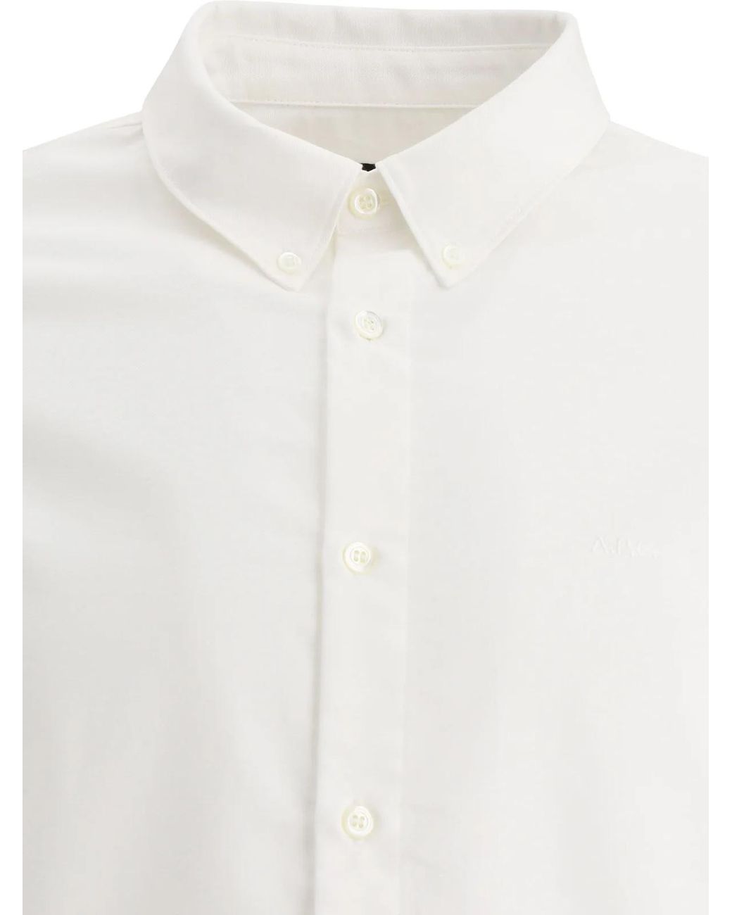A.P.C. White Buttoned Long-Sleeved Shirt for men