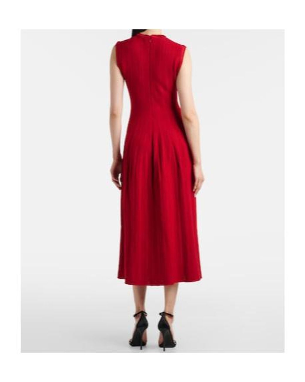 Ralph Lauren Red Silk-Blend Midi Dress