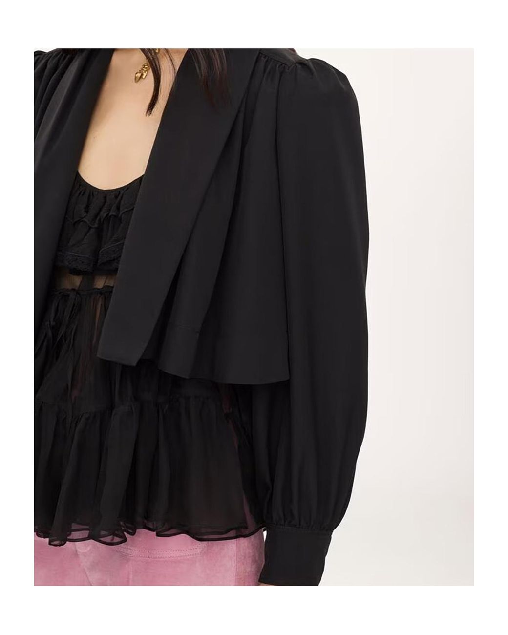 Chloé Black Chloé Gathered Cropped Jacket