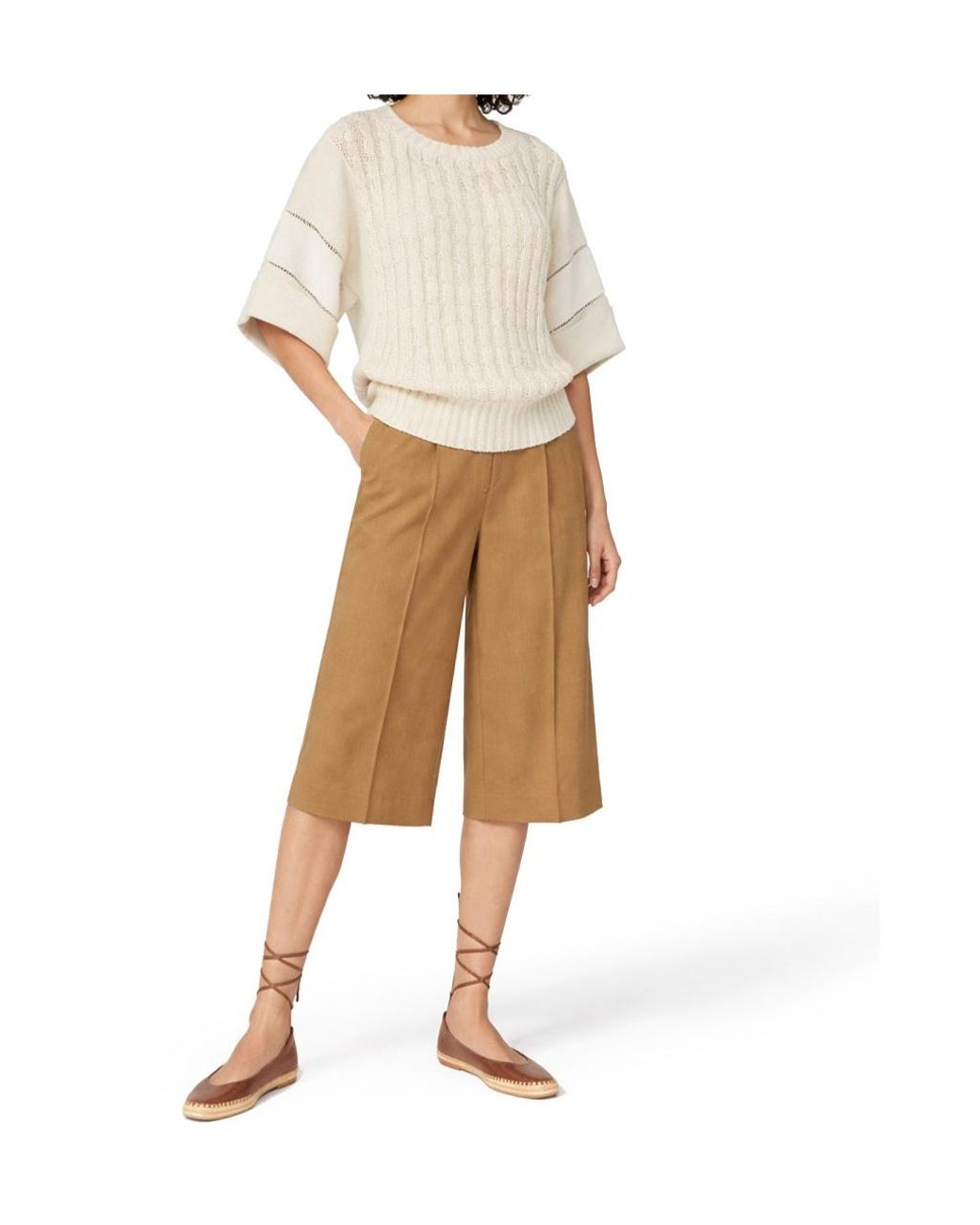 Max Mara Natural Kaki Pleated Bermuda Shorts