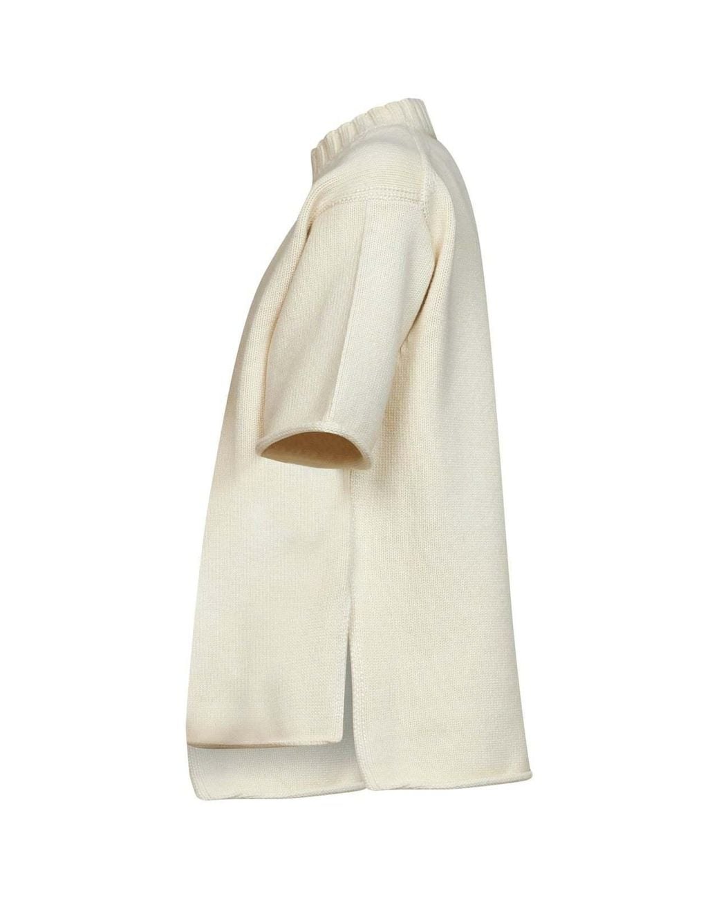 Bottega Veneta White Ribbed Stand-Collar Knitted Top