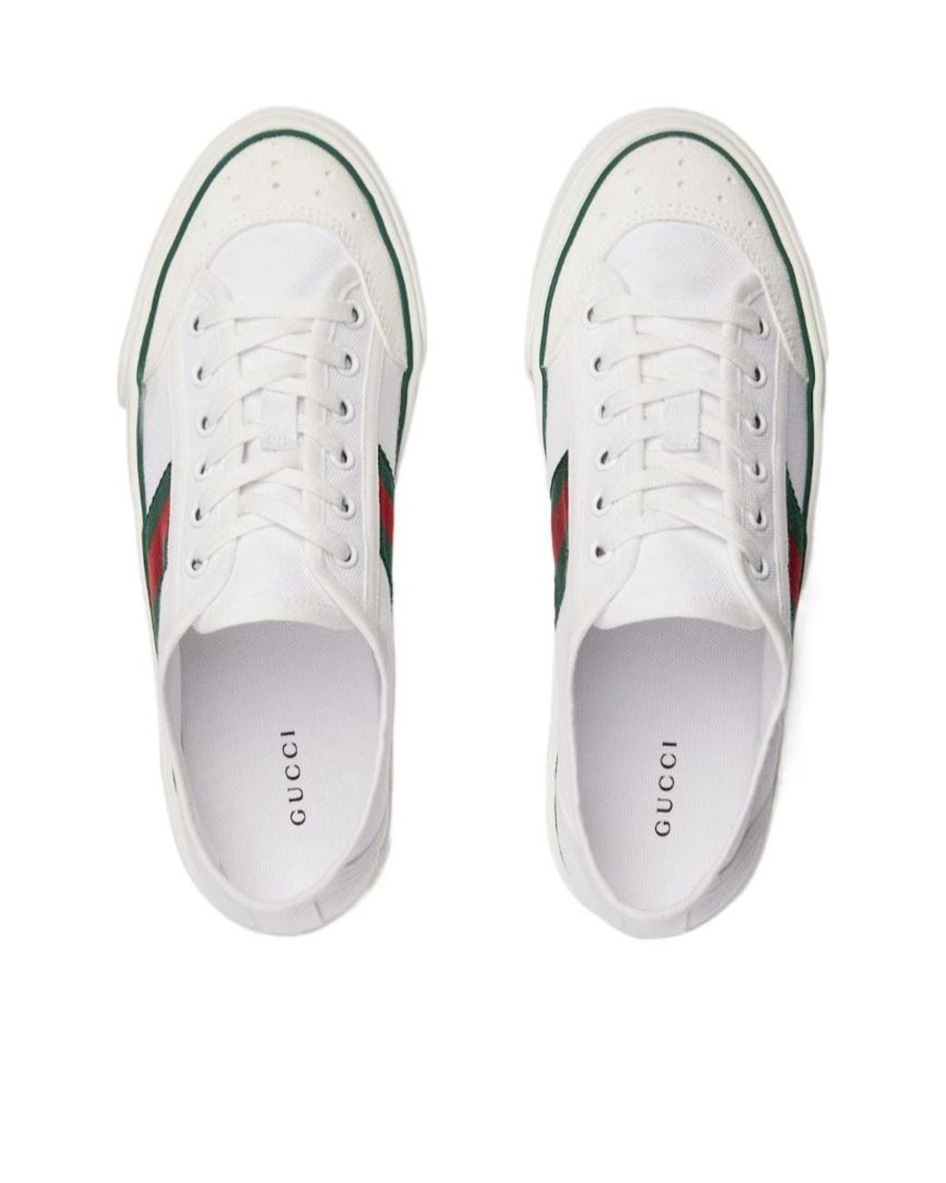 Gucci White Web Stripe Low-Top Sneakers