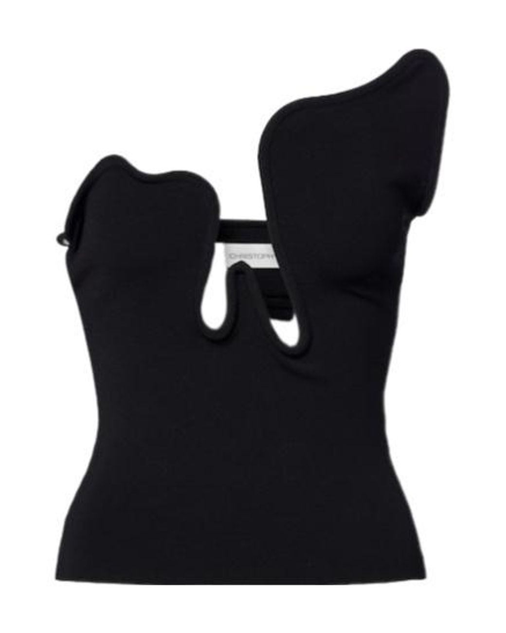 Christopher Esber Black Salacia Ribbed-Knit Jersey Top