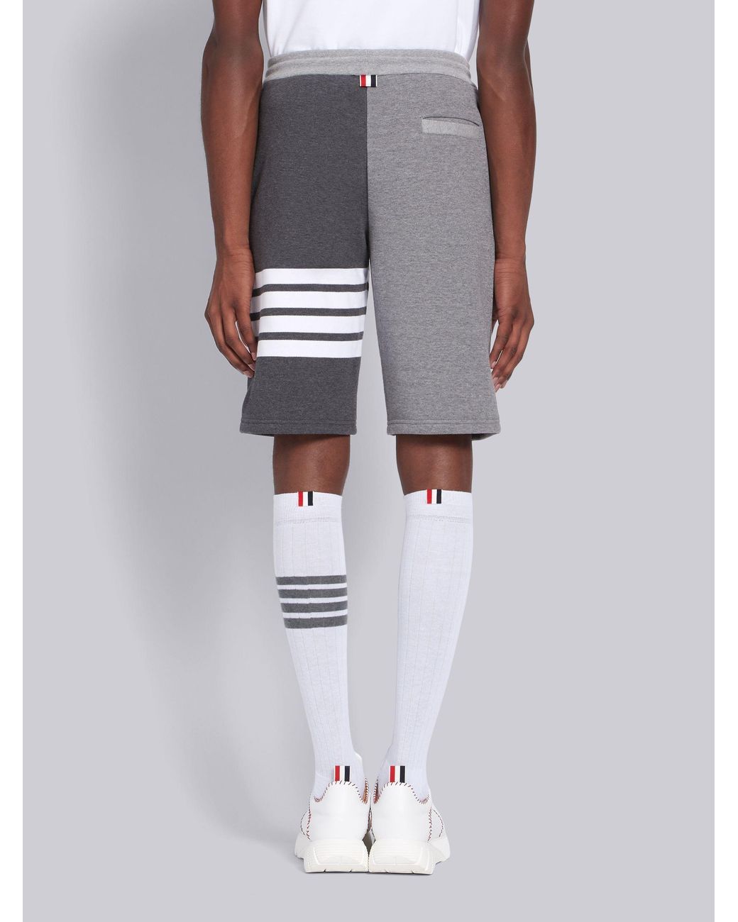 Thom Browne Gray Striped Drawstring Shorts for men