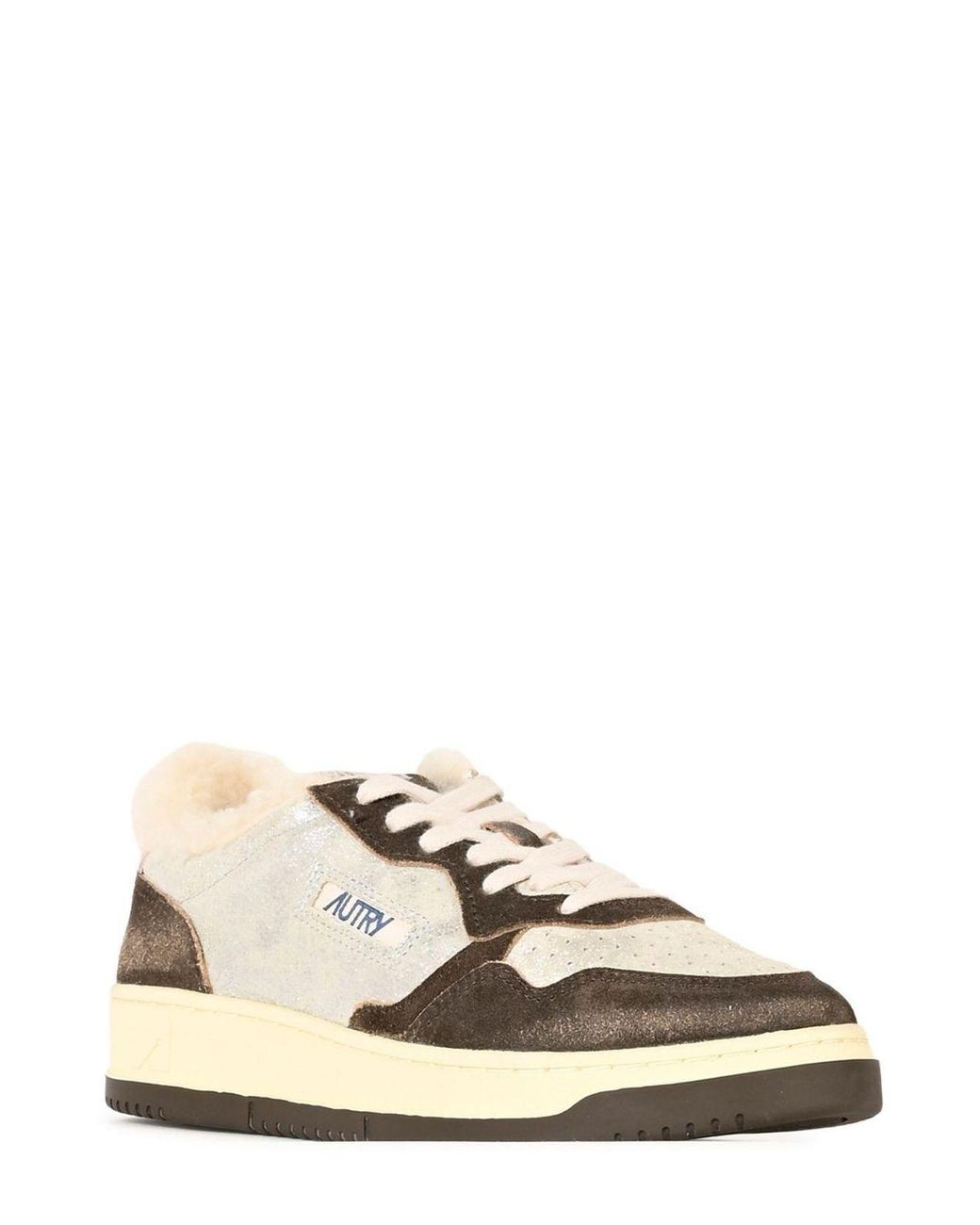 Autry Natural Shearling Trim Low-Top Sneakers