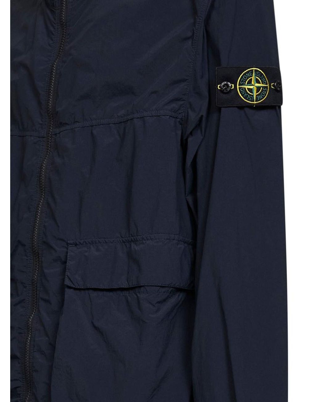 Stone Island Blue Logo Patch Zip-Up Jacket for men