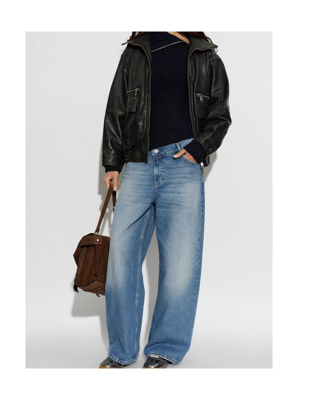 AllSaints Blue Cleo Zip Turtleneck Knitted Sweater