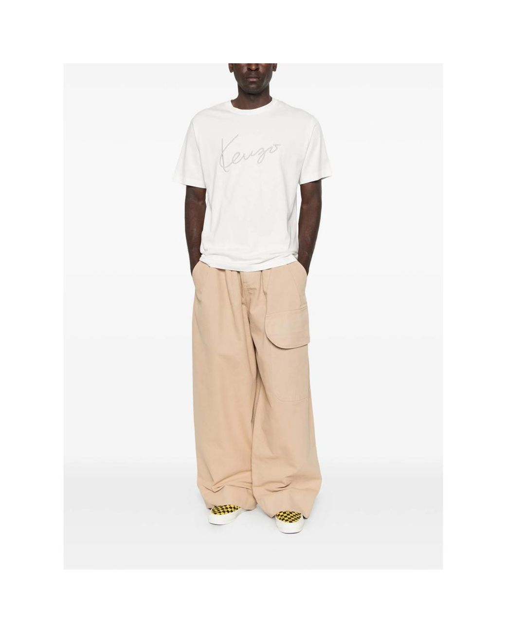 KENZO White Signature Embroidered T-Shirt for men