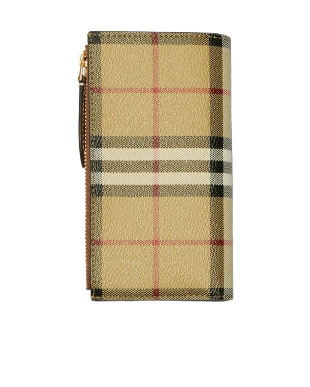 Burberry Natural Checked Zip-Up Wallet