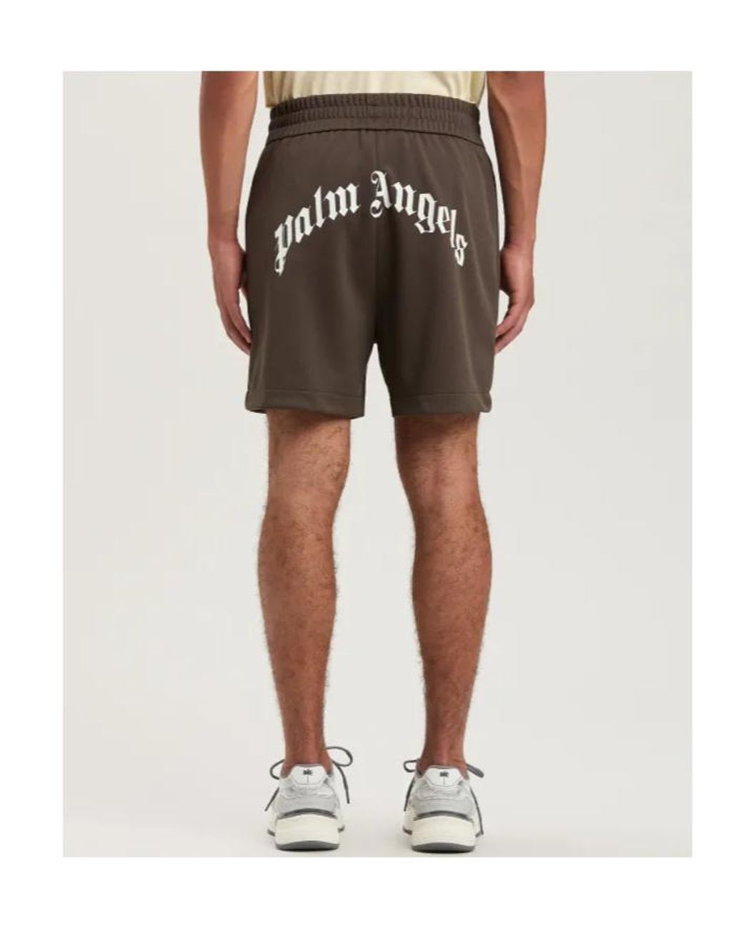 Palm Angels Brown Curved Logo Track Shorts for men