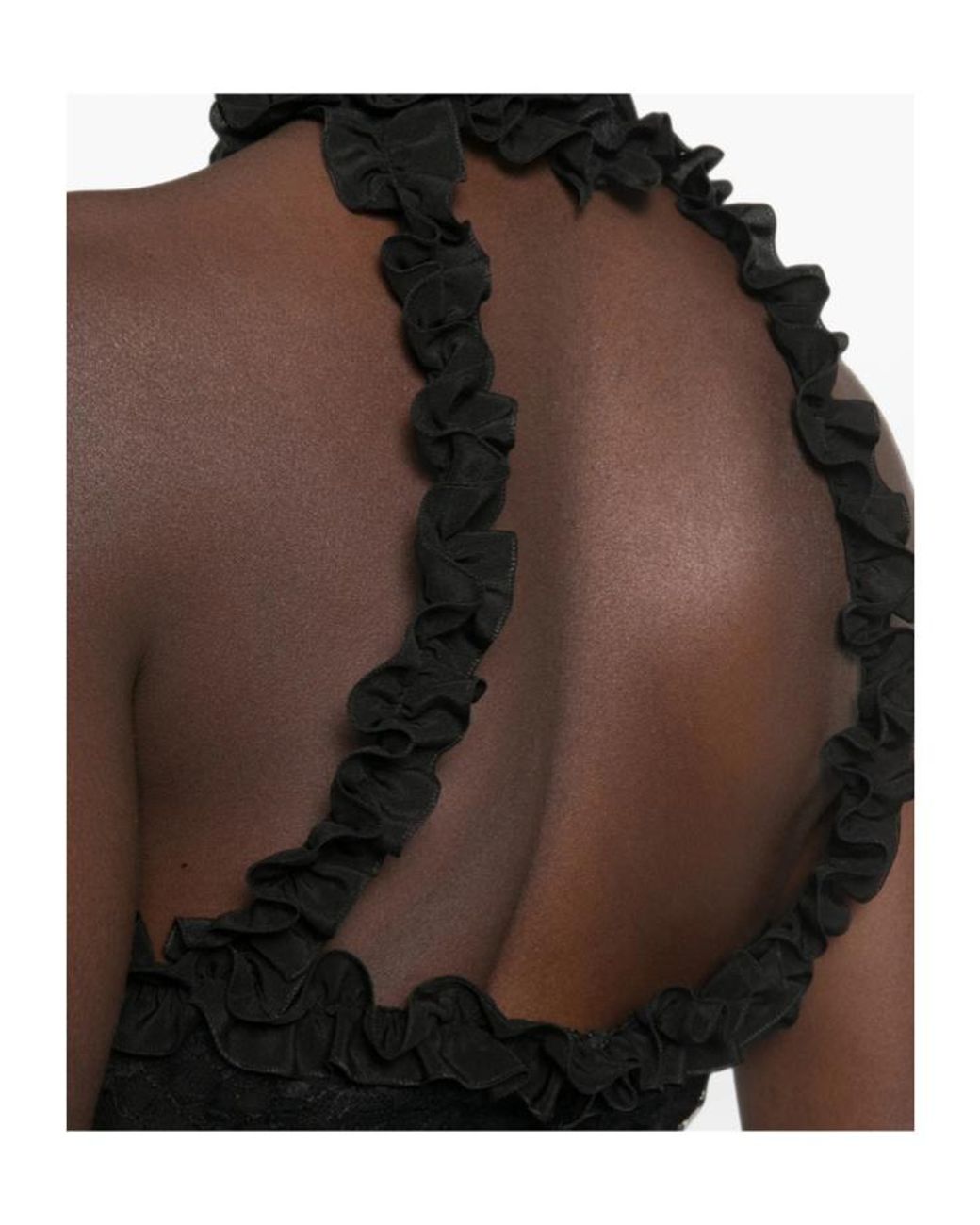 Alessandra Rich Black Chantilly Lace Evening Dress