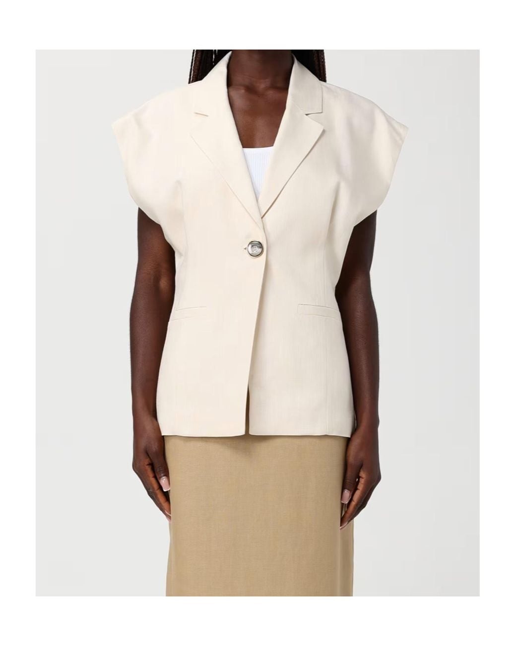 Pinko Natural Single-Breasted Sleeveless Blazer
