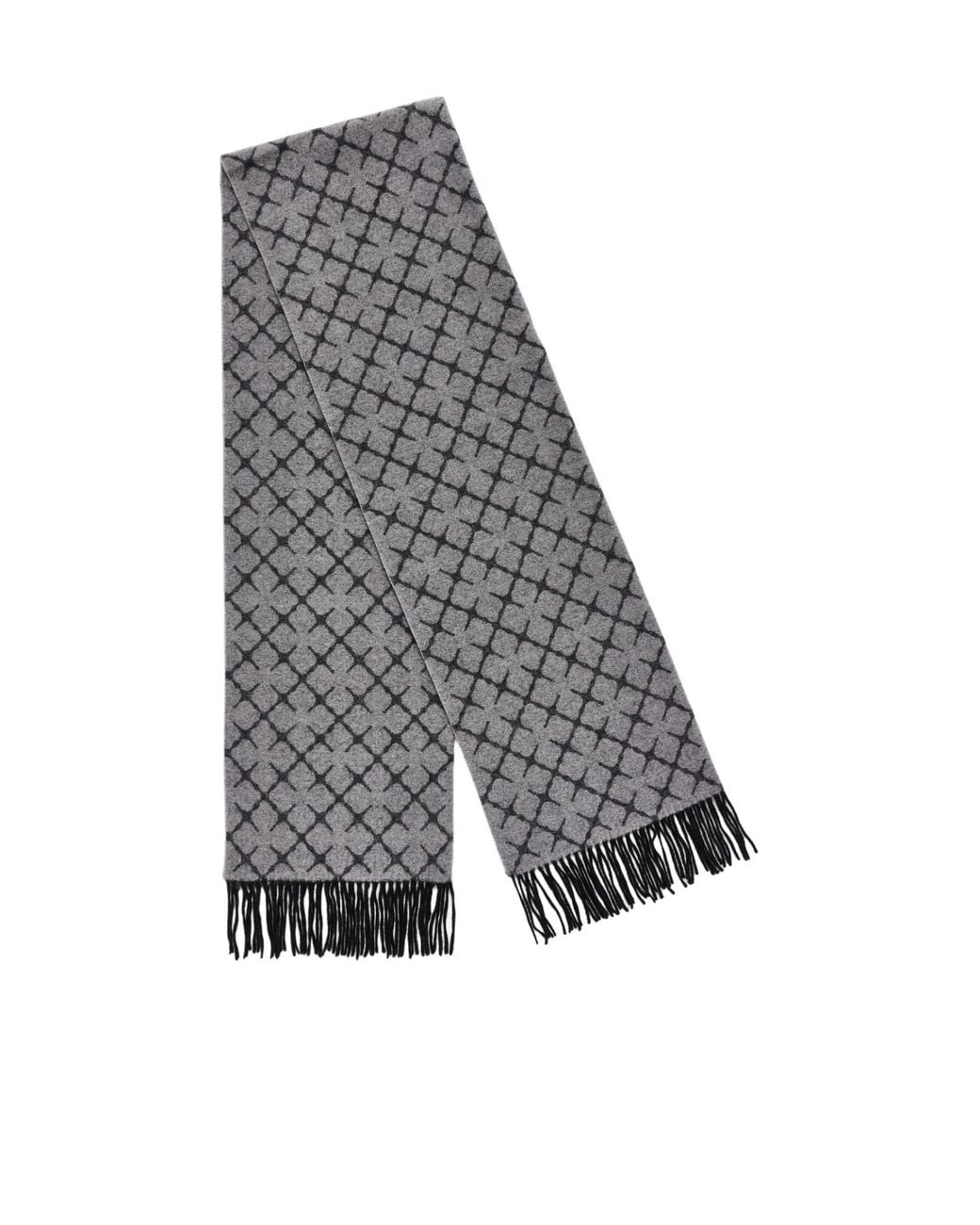 By Malene Birger Gray Fringed Patterned Scarf