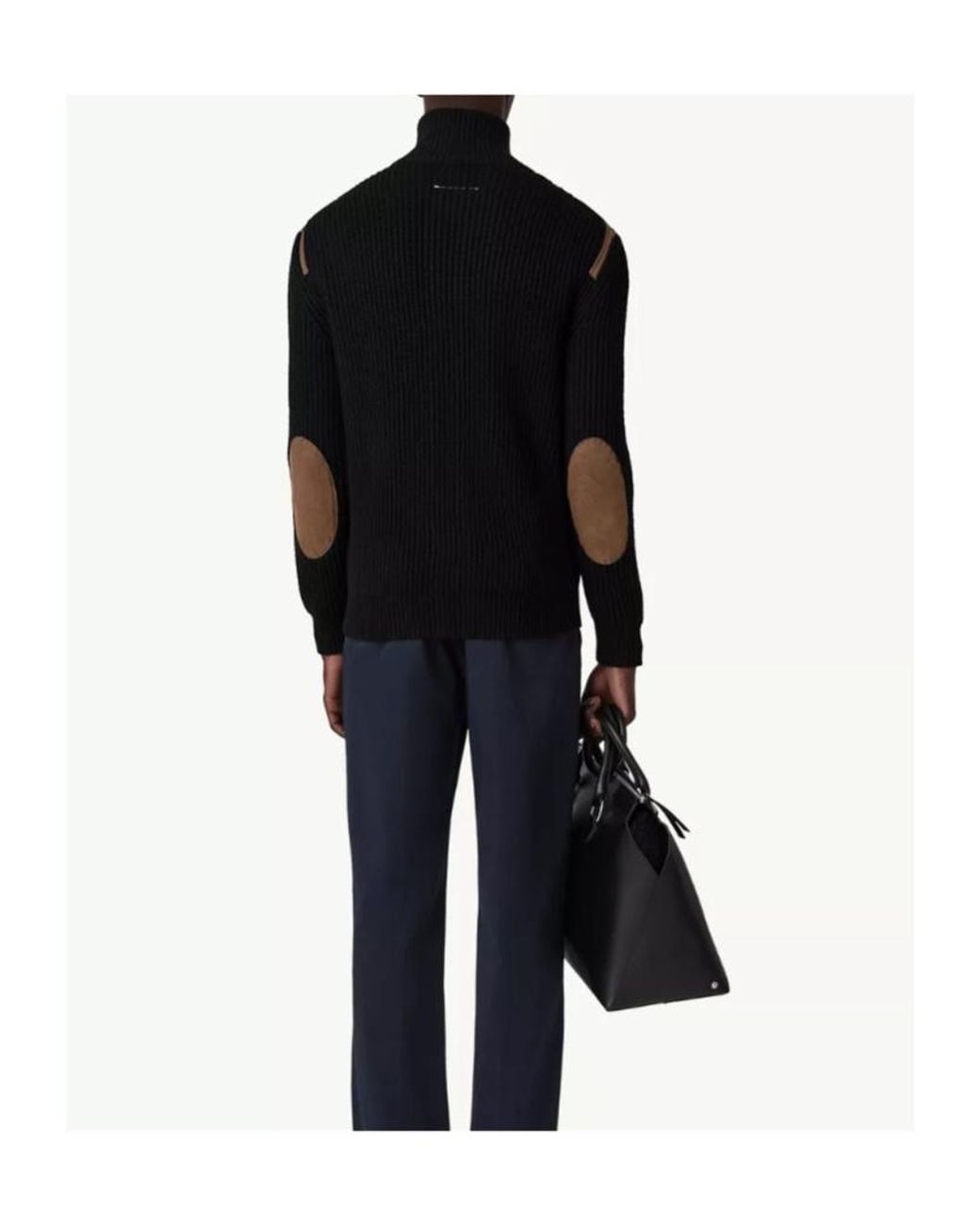 MM6 by Maison Margiela Black Ribbed-Knit Panelled Jacket for men