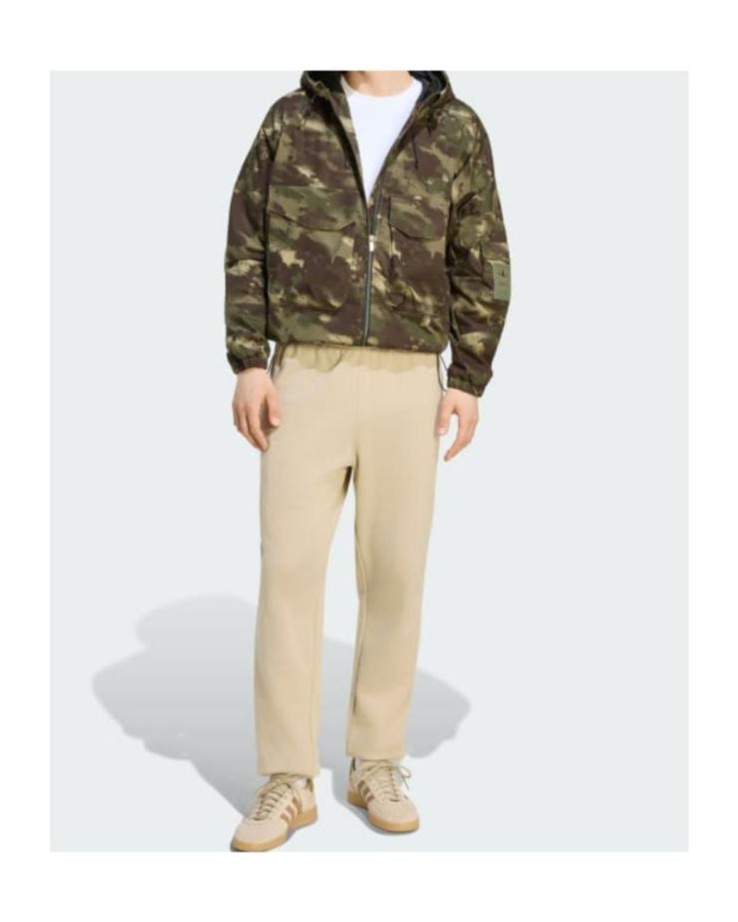 Adidas Originals Green Printed Hooded Jacket for men