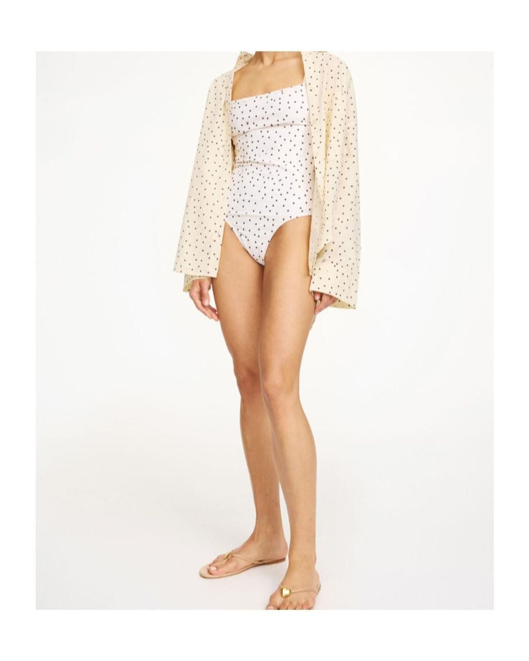 By Malene Birger White Astrid Polka-Dot Swimsuit
