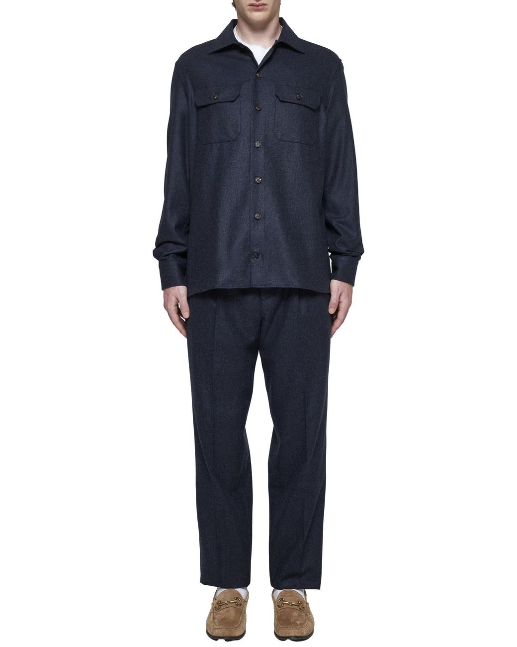 Brunello Cucinelli Blue Drawstring Elastic Waist Pants for men
