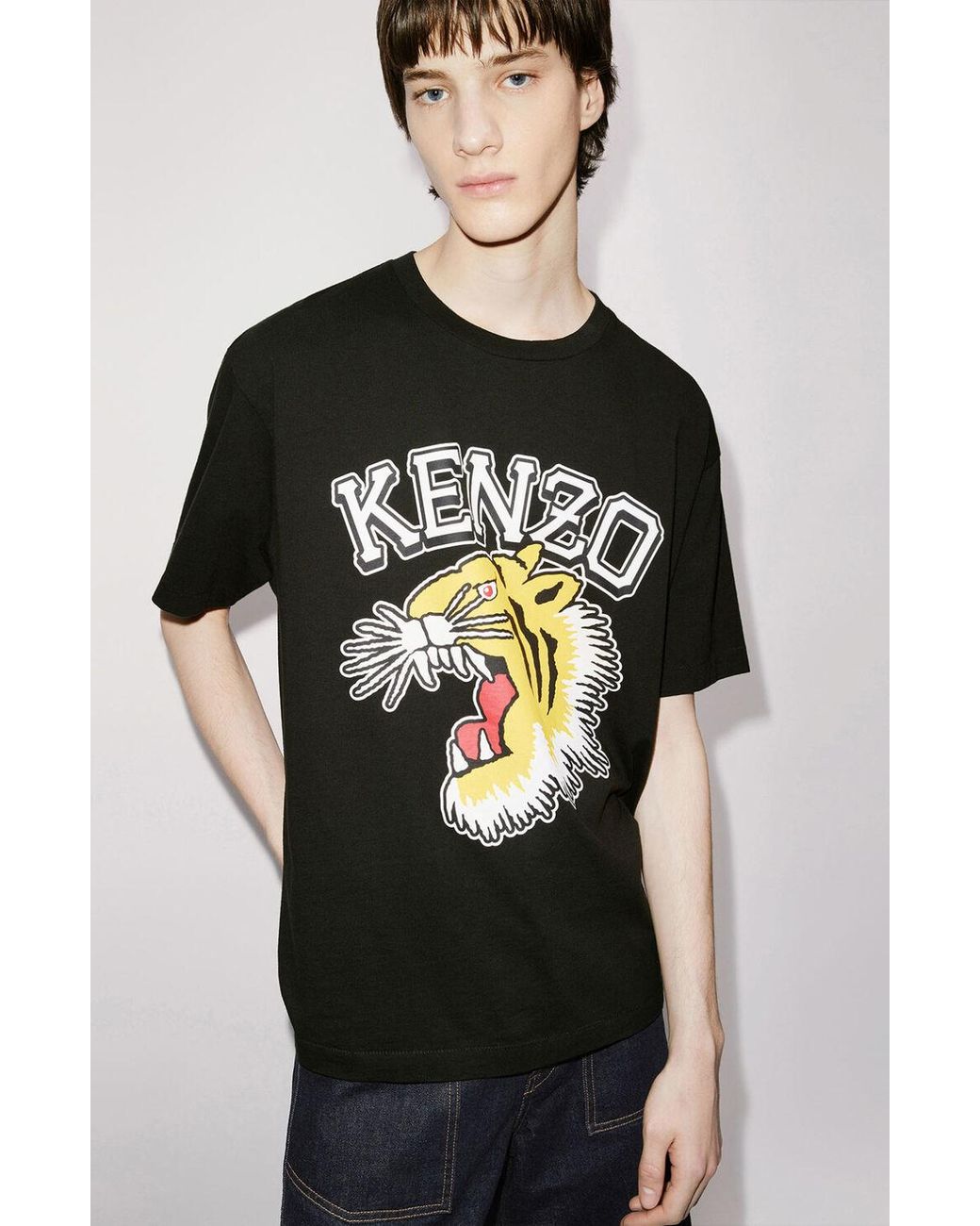 KENZO Black 'Varsity Jungle' Tiger Oversize T-Shirt for men