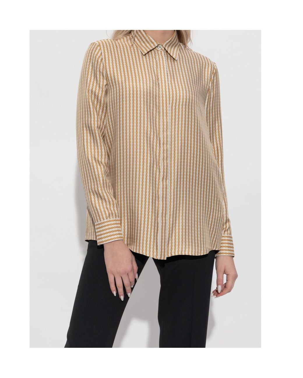 Versace Natural Chain-Printed Long-Sleeved Shirt