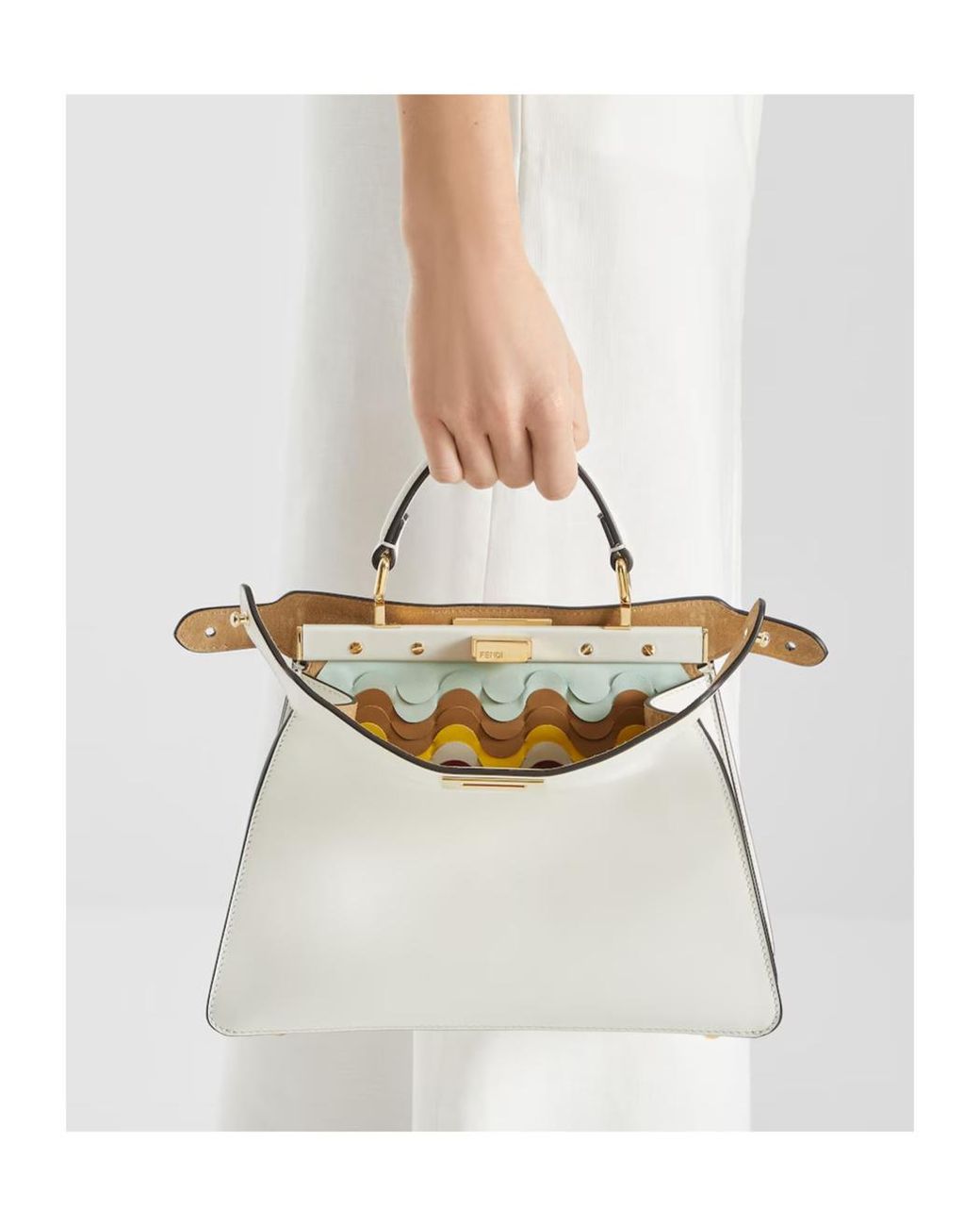 Fendi White Peekaboo Iseeu Small Tote Bag
