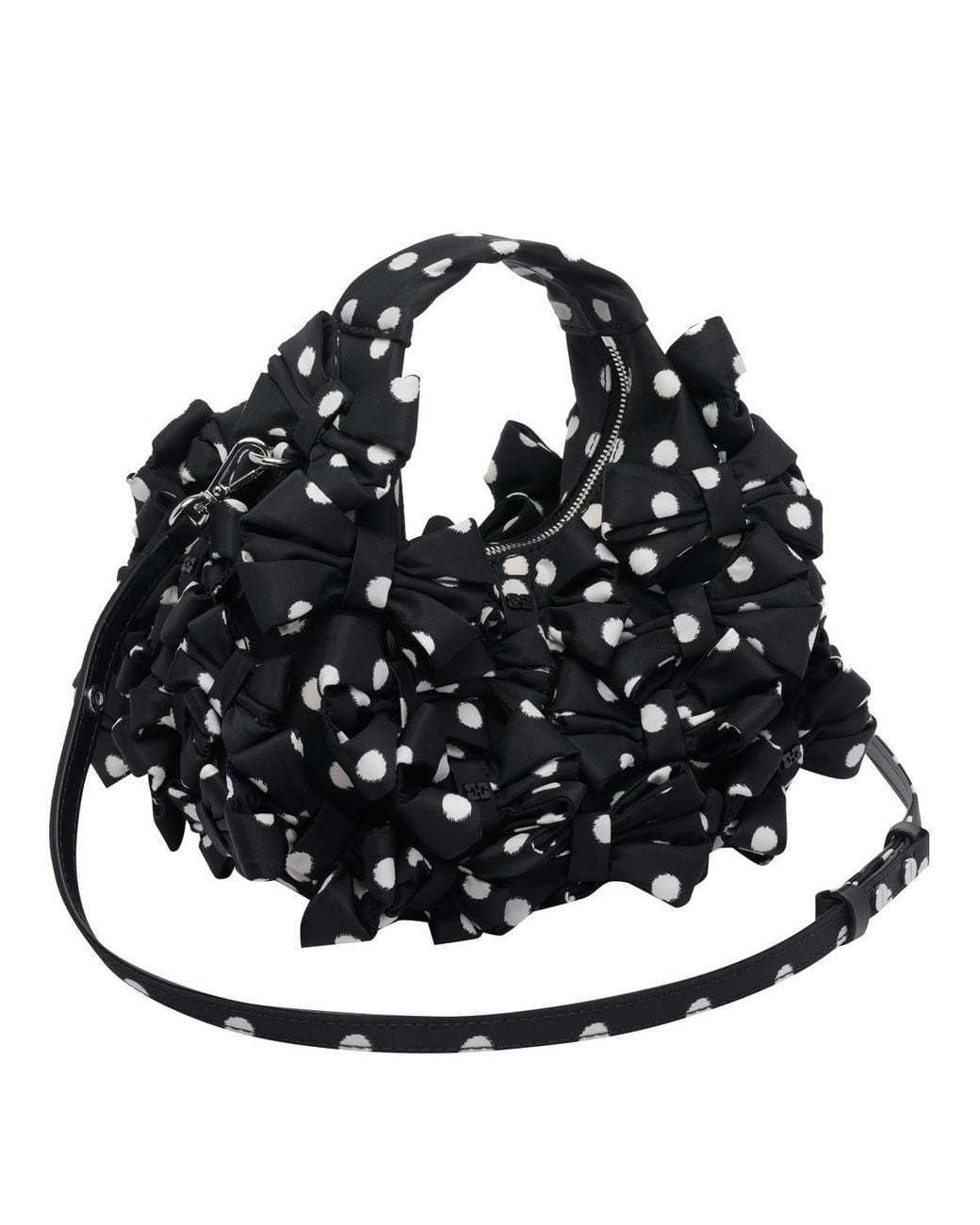Ganni Black Bow-Detail Mini Shoulder Bag