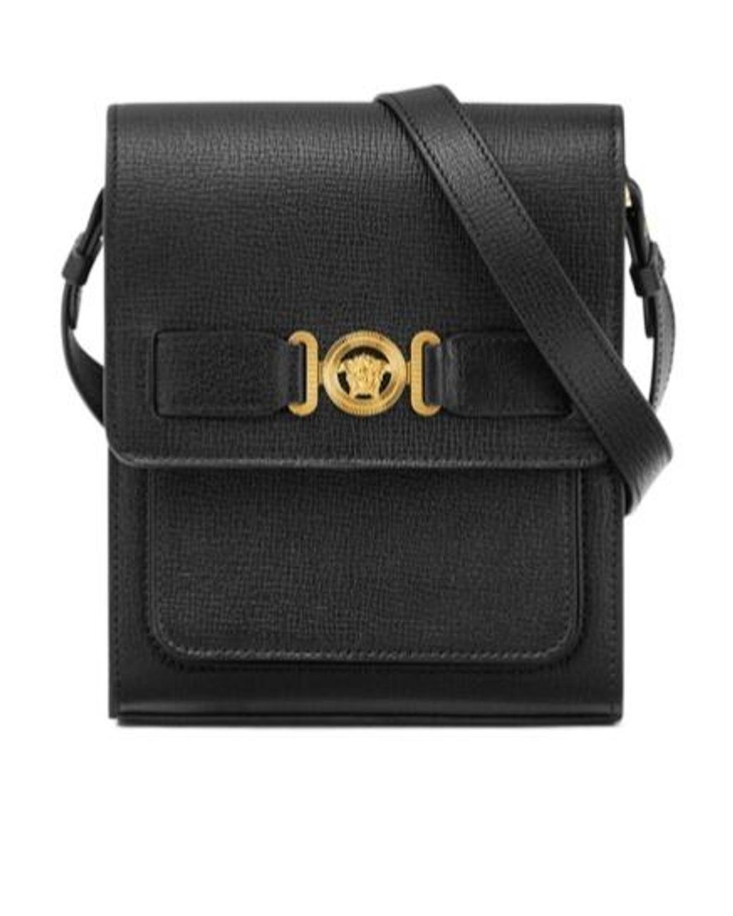 【送料&関税込】Versace Medusa Biggie Foldover Top Crossbody Medusa Biggie Crossbody Bag Black,Gold | VERSACE CA