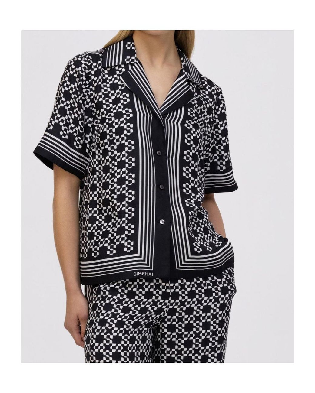 Jonathan Simkhai Black Koda Satin Shirt
