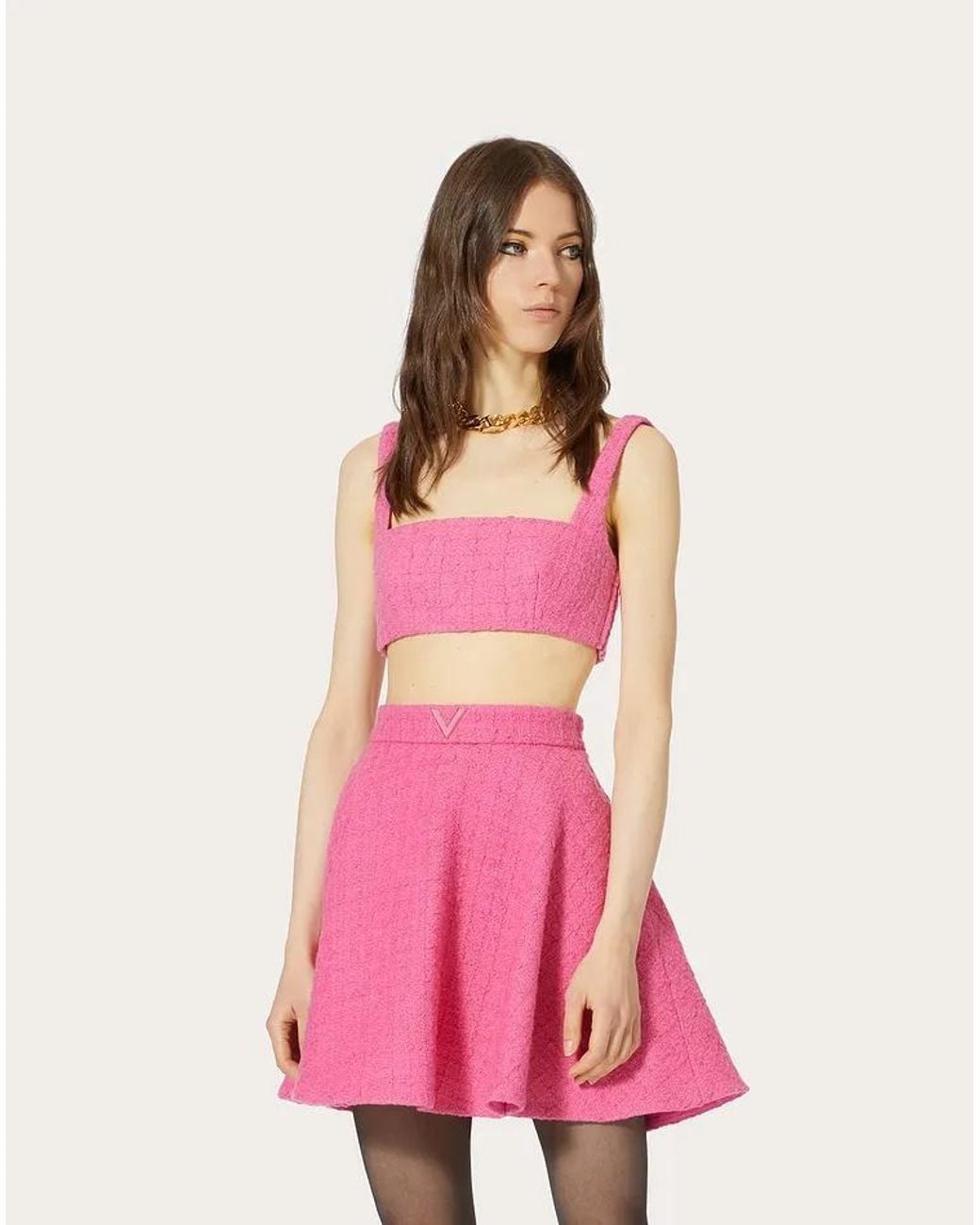 Valentino Pink Tweed Cropped Top