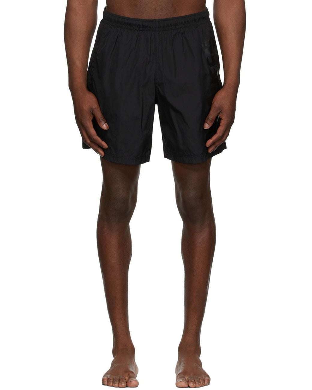McQueen Black Graffiti Logo Swim Shorts for men