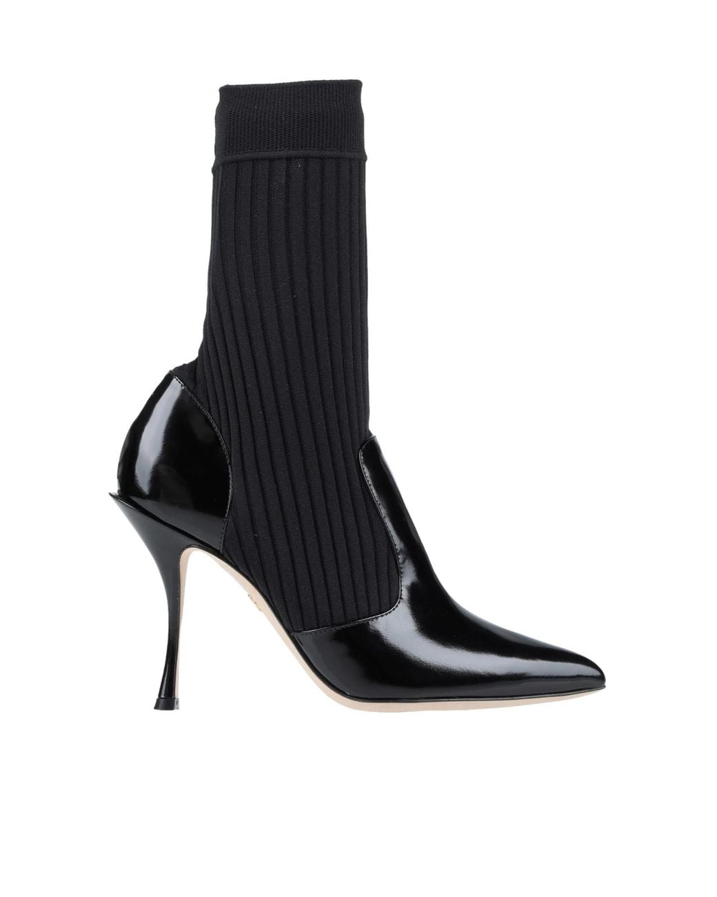 Dolce & Gabbana Black Minimalist Patent Leather Ankle Boots