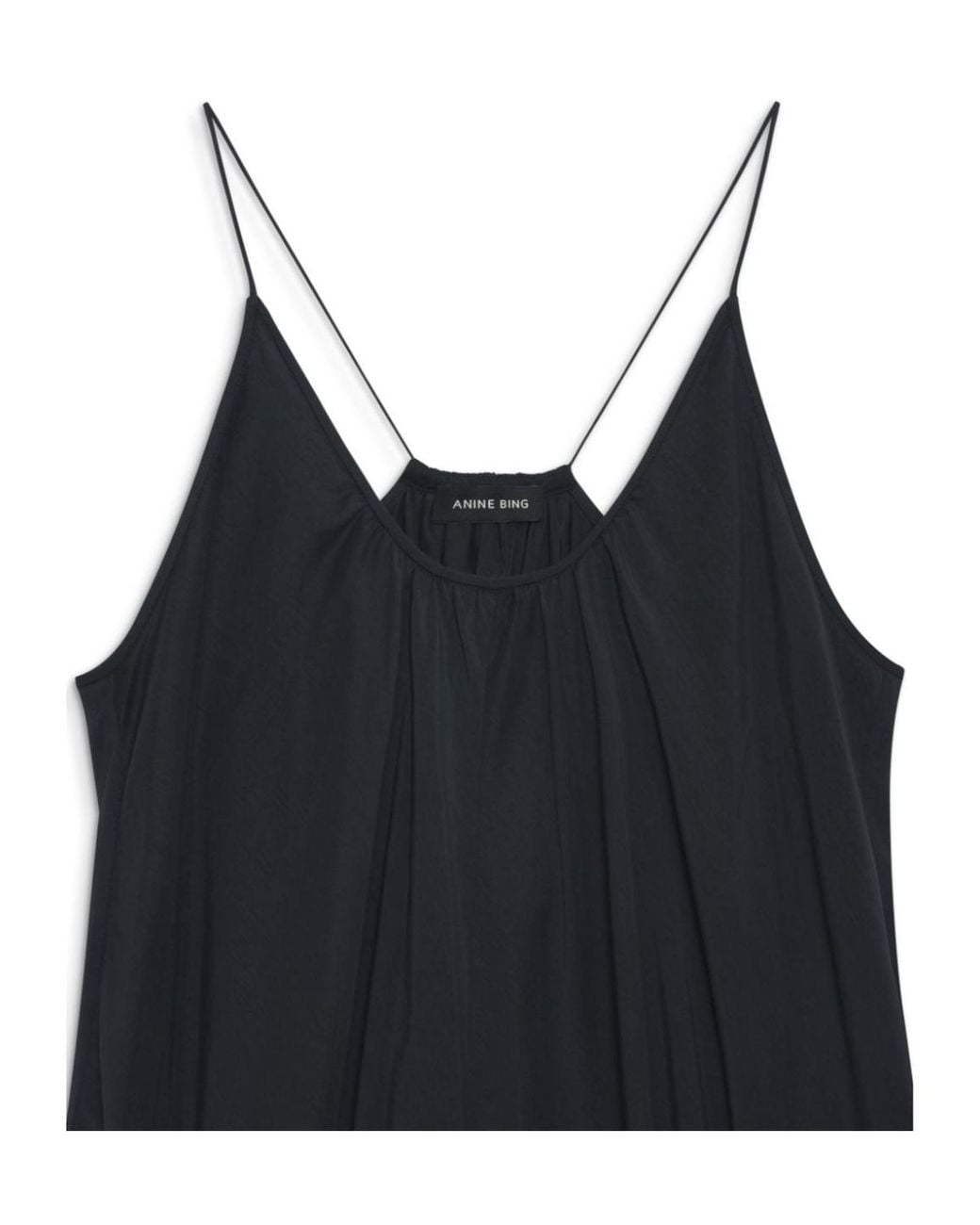 Anine Bing Black Aida Gathered Midi Dress