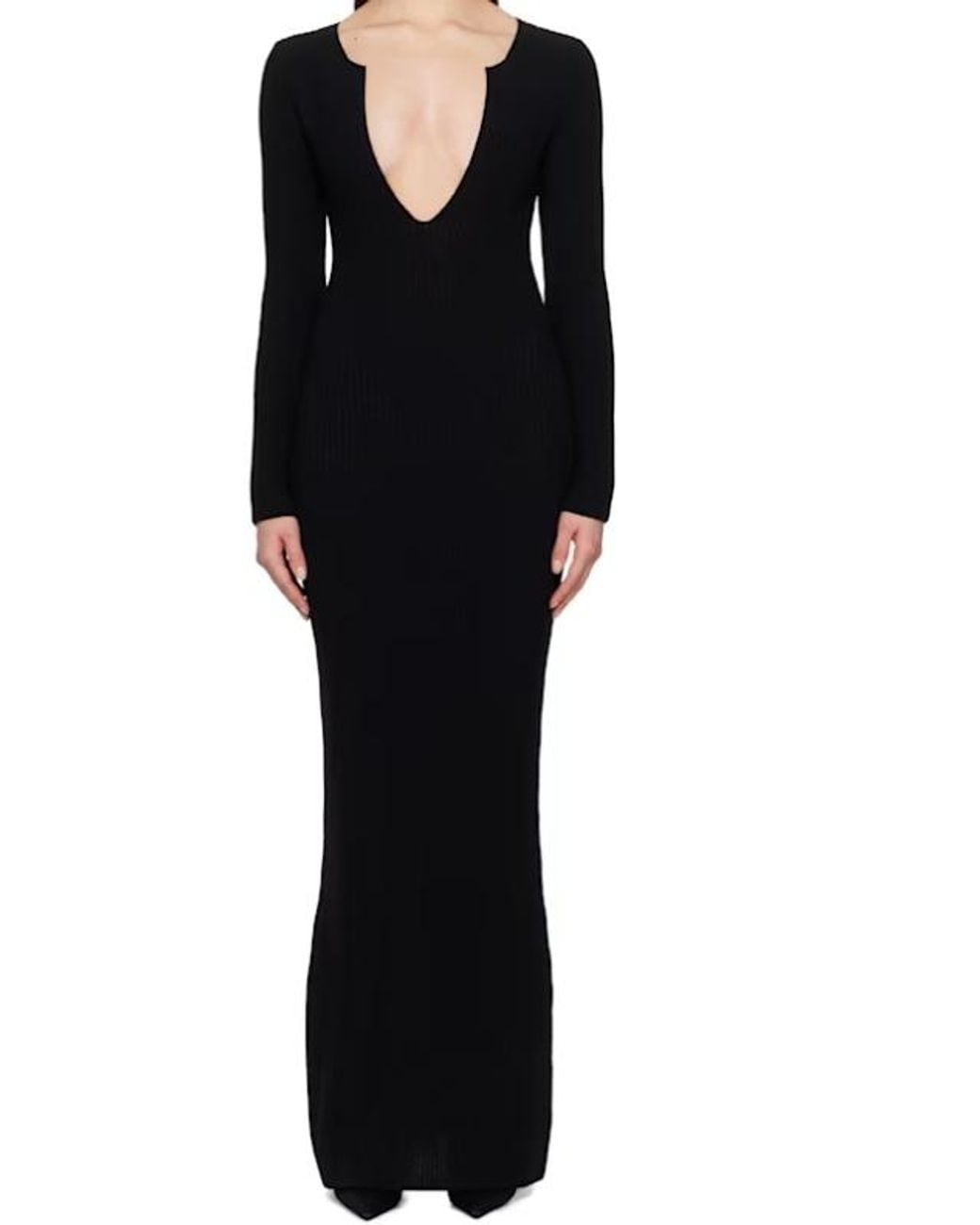AYA MUSE Black Ribbed Knitted Dress