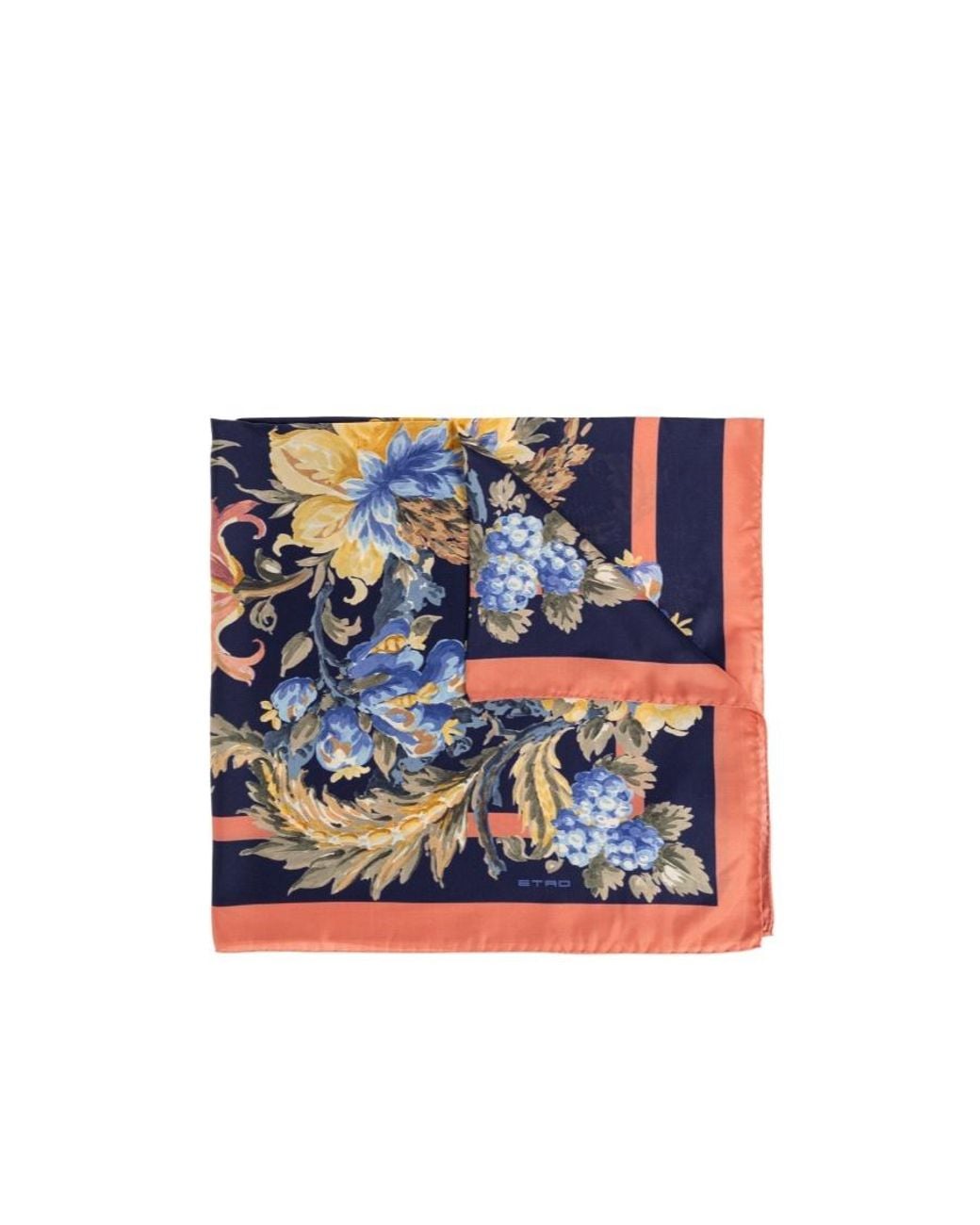 Etro Blue Floral Print Square Scarf