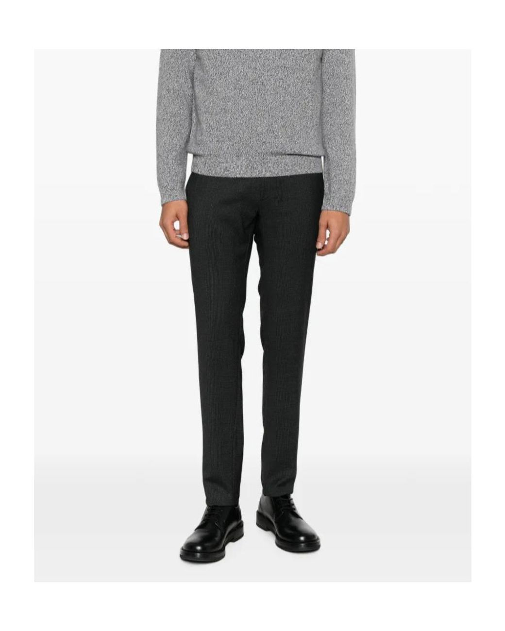 Incotex Black Houndstooth-Pattern Tailored Trousers for men