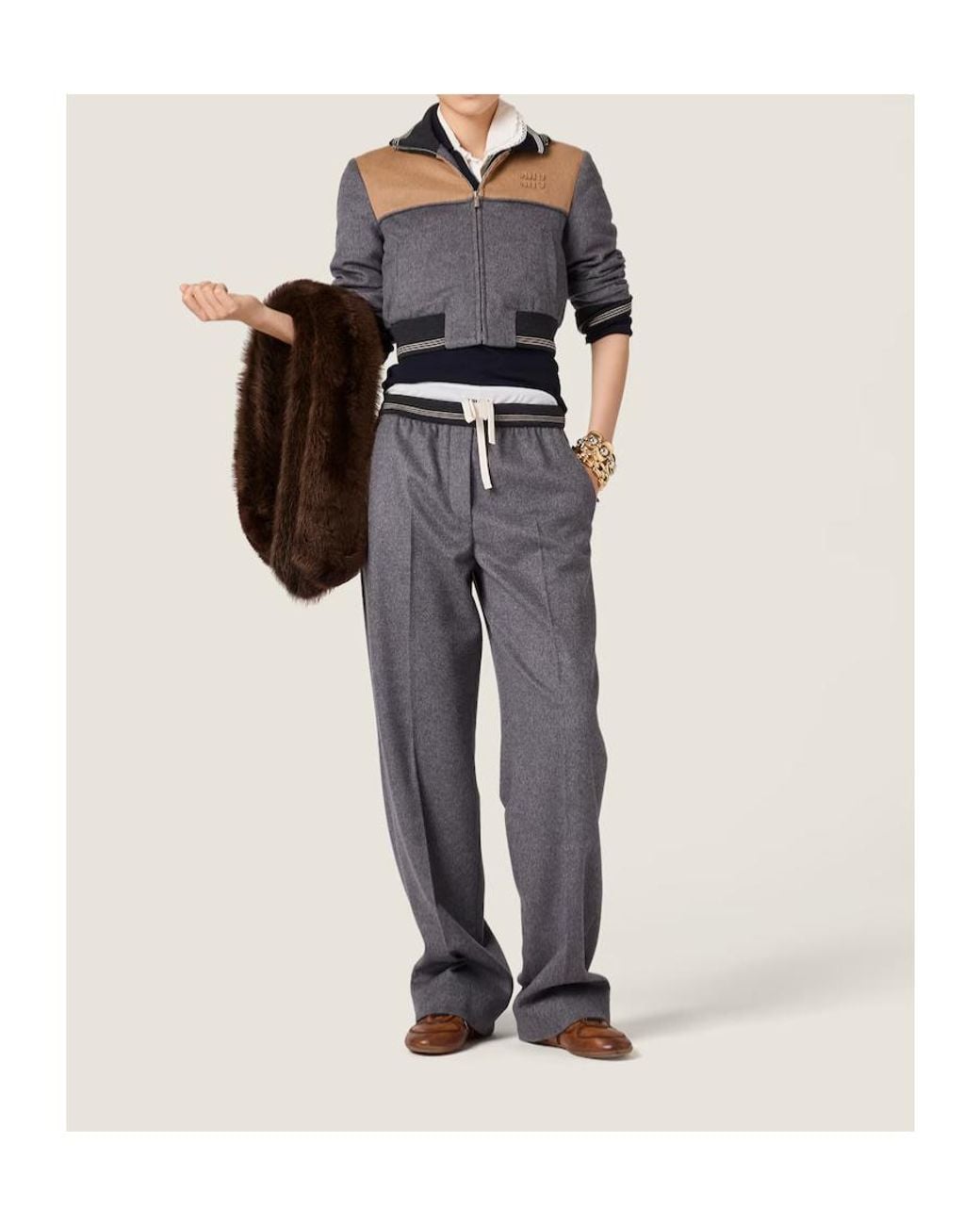 Miu Miu Gray Elasticated Waistband Trousers