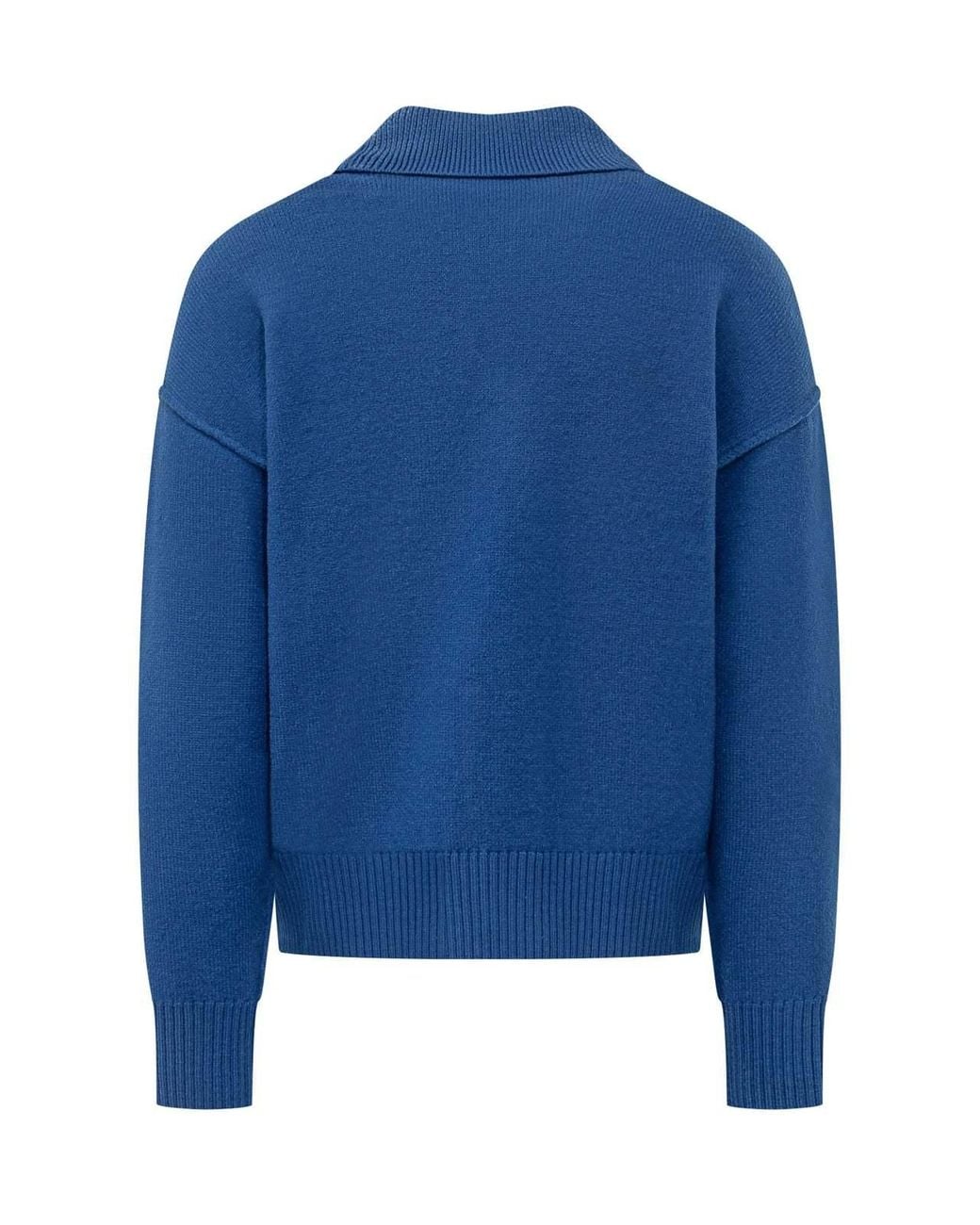 AMI Blue Ami Quota Logo Polo Knitted Sweater for men