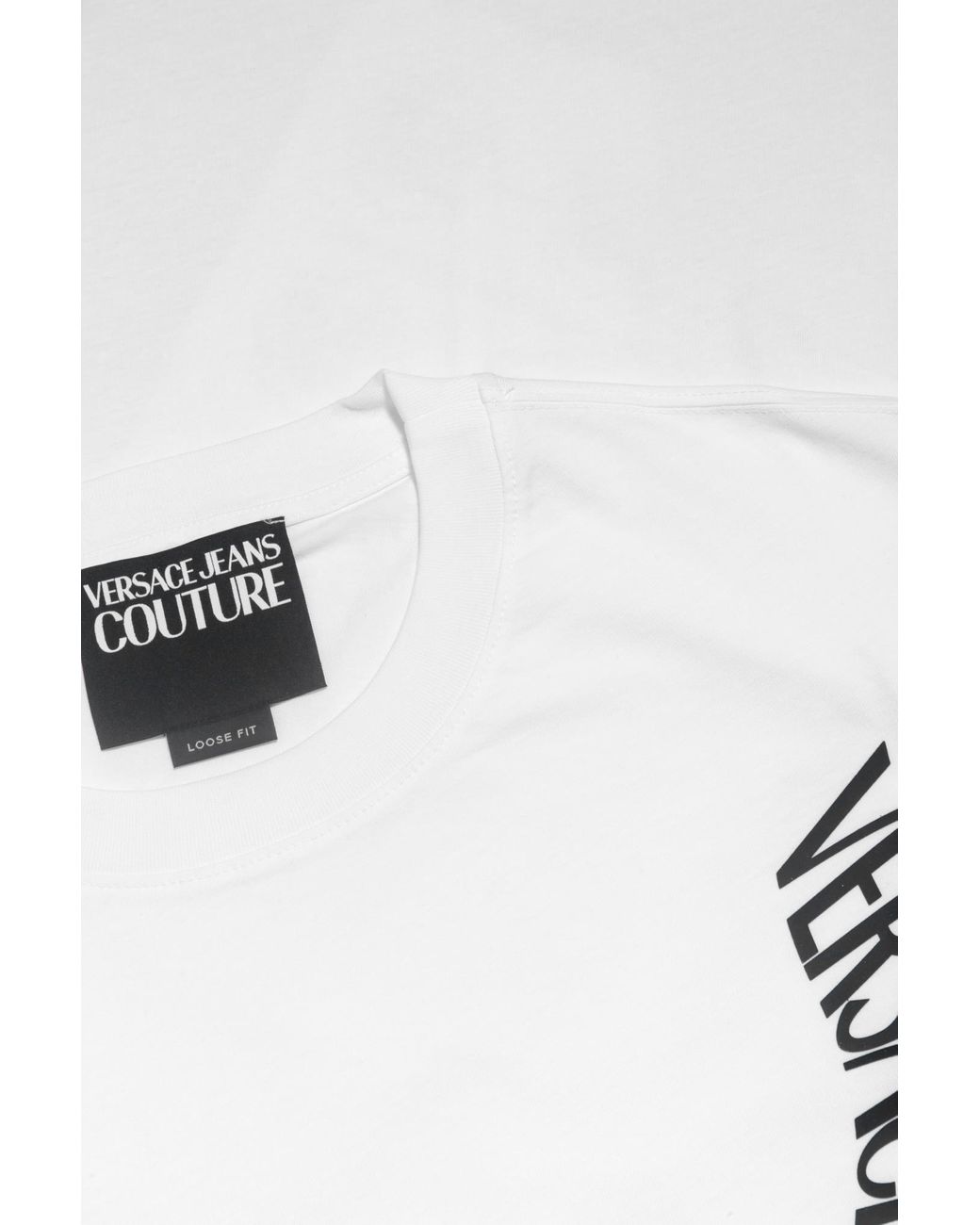 Versace Jeans White Vertical-Logo T-Shirt for men