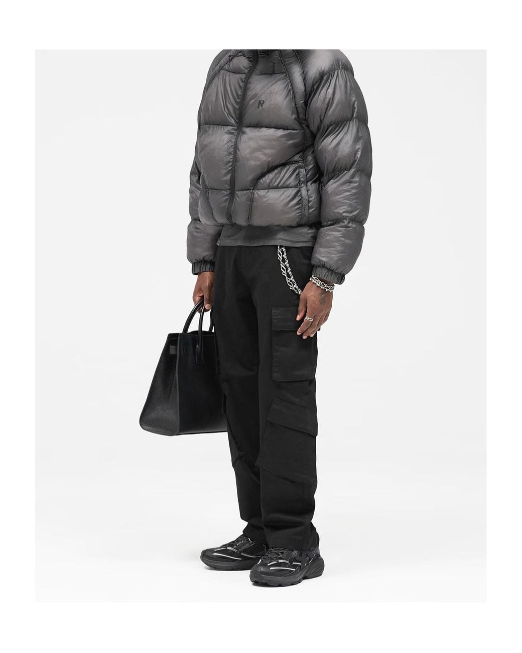 Represent Gray Hooded Down Jacket for men